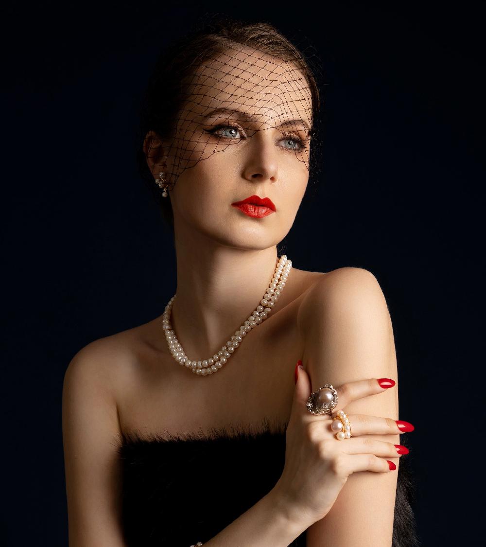 Les Basiles COLLIER FALONNE En Perles D'Akoya Montées Sur Argent Sterling 925 Plaqué Or 18 Carats
