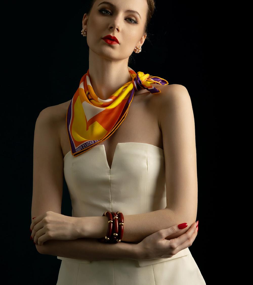 Les Basiles SET DE 3 BRACELETS STEFANIE En Corail Monté Sur Laiton Plaqué Or 18 Carats