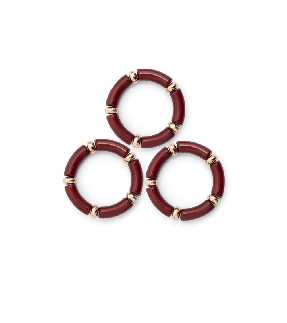 les basiles SET DE 3 BRACELETS STEFANIE En corail monté sur laiton plaqué or 18 carats