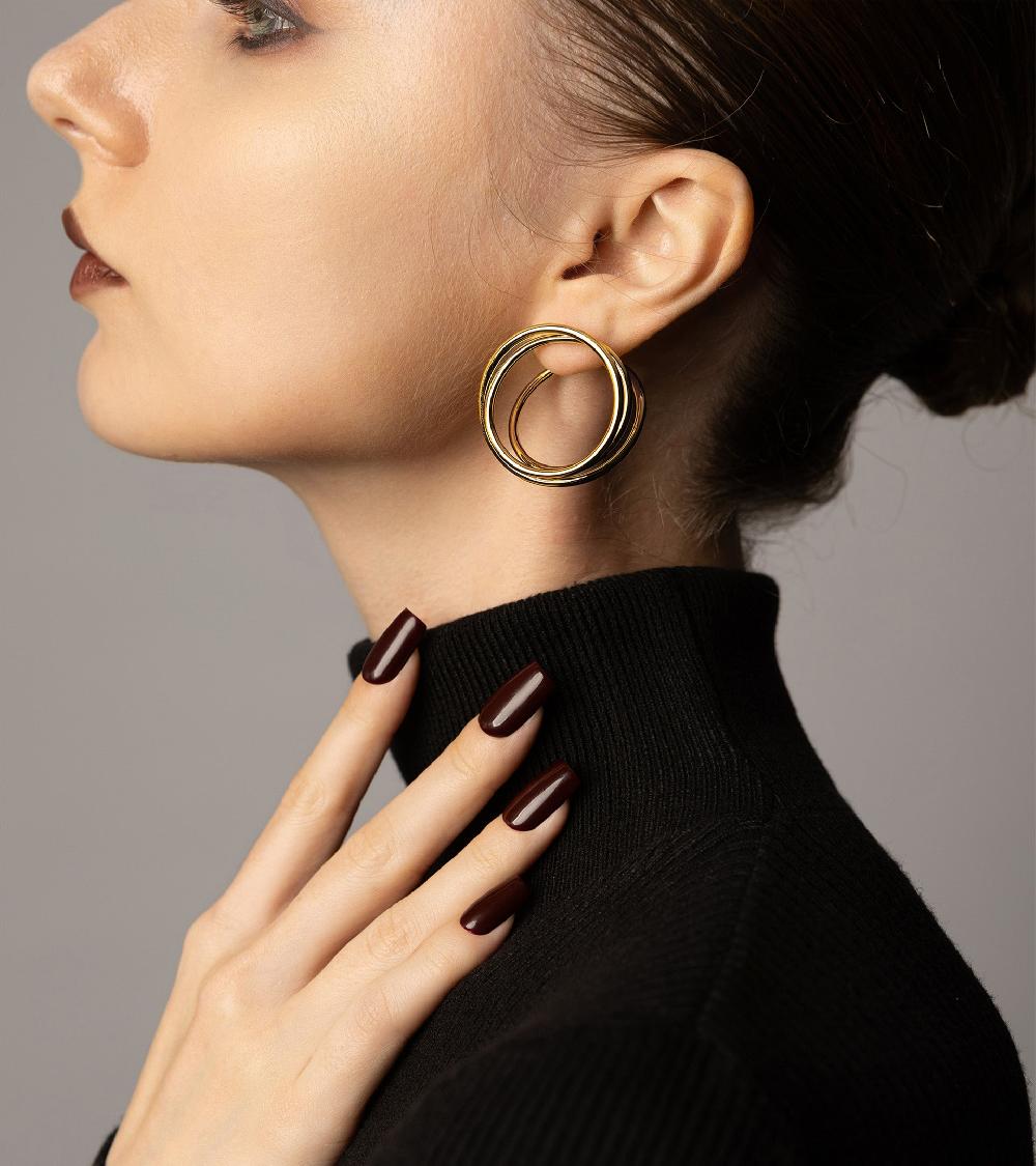 Les Basiles TAMIA EARRINGS En Laiton Plaqué Or 18 Carats