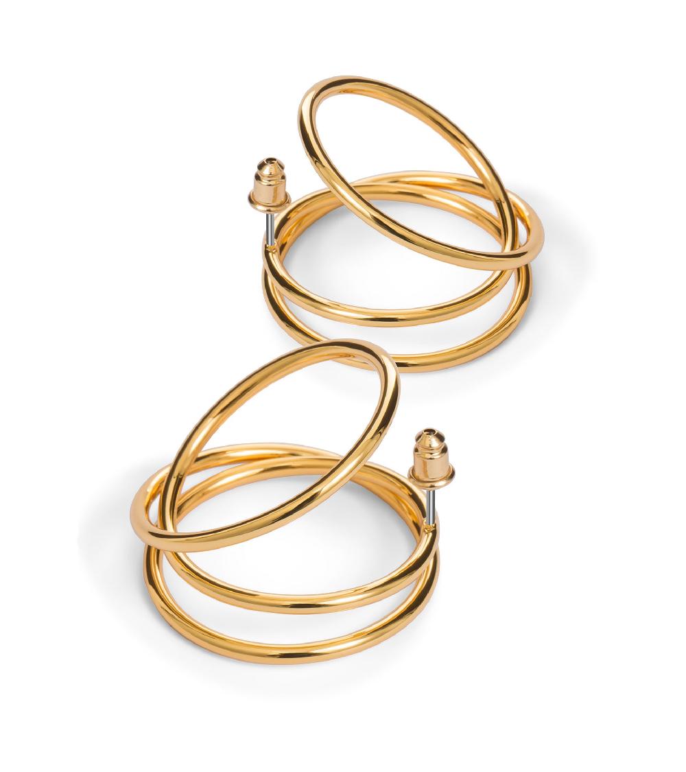 Les Basiles TAMIA EARRINGS En Laiton Plaqué Or 18 Carats