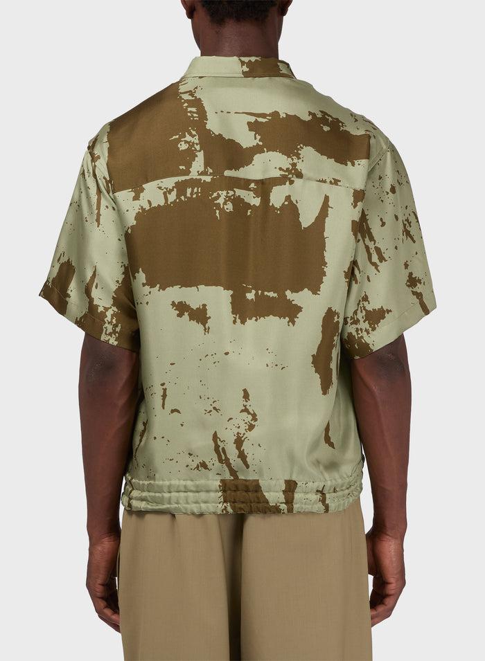 Les Hommes BOWLING CAMO CLASSIC SILK SHIRT