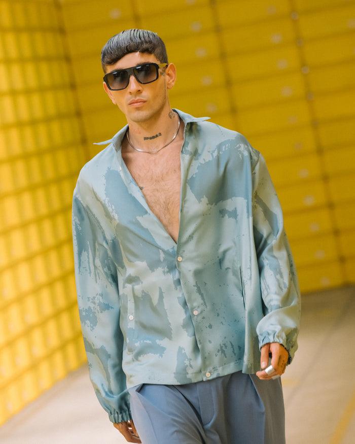 Les Hommes COACH SHIRT CAMO CLASSIC PRINT