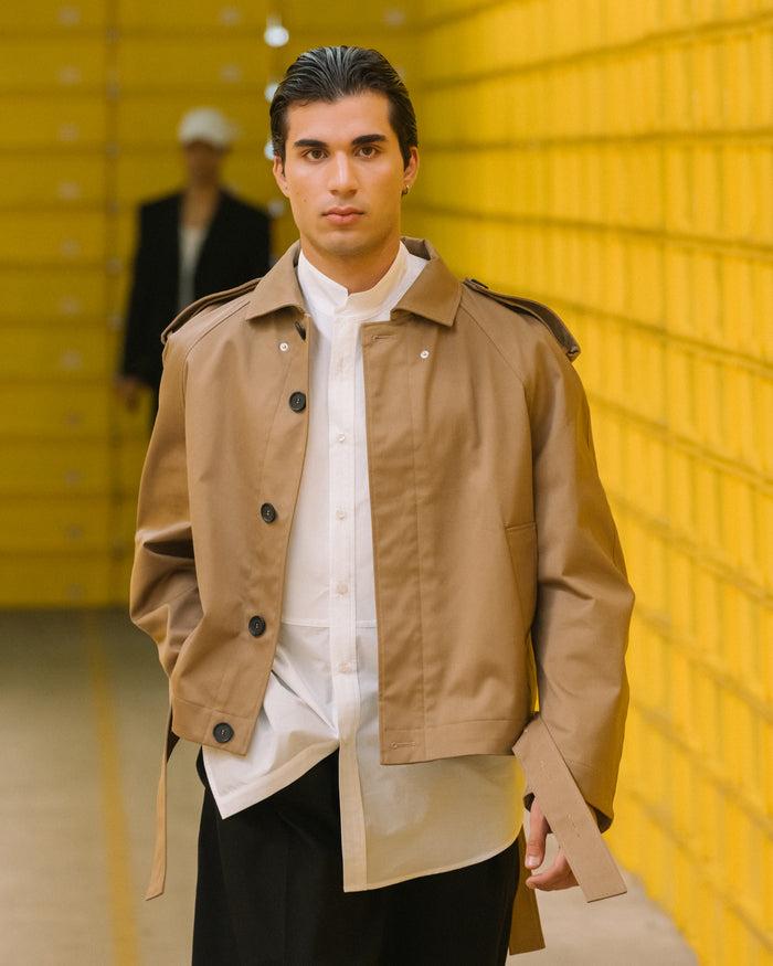 Les Hommes CROPPED TRENCH WITH BELT