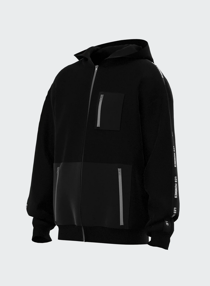Les Hommes FULL ZIP HOODIE WITH EMBOSSED TAPE