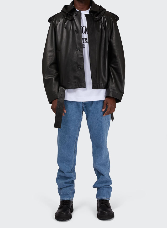 Les Hommes LEATHER CROPPED TRENCH