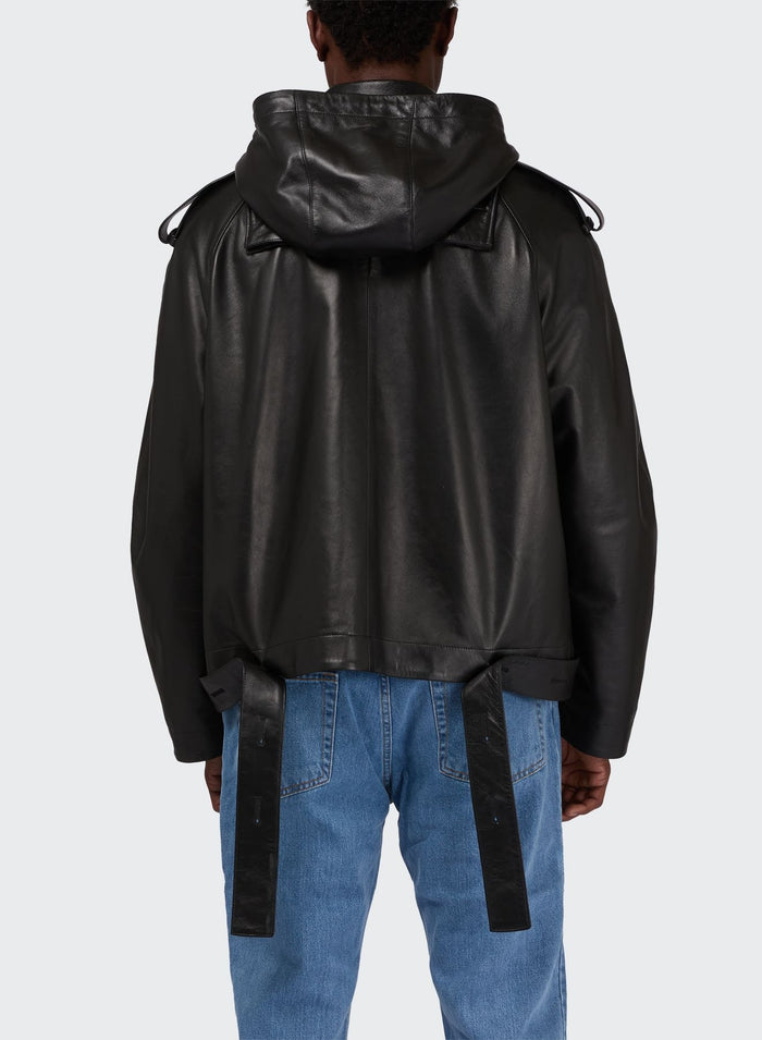 Les Hommes LEATHER CROPPED TRENCH