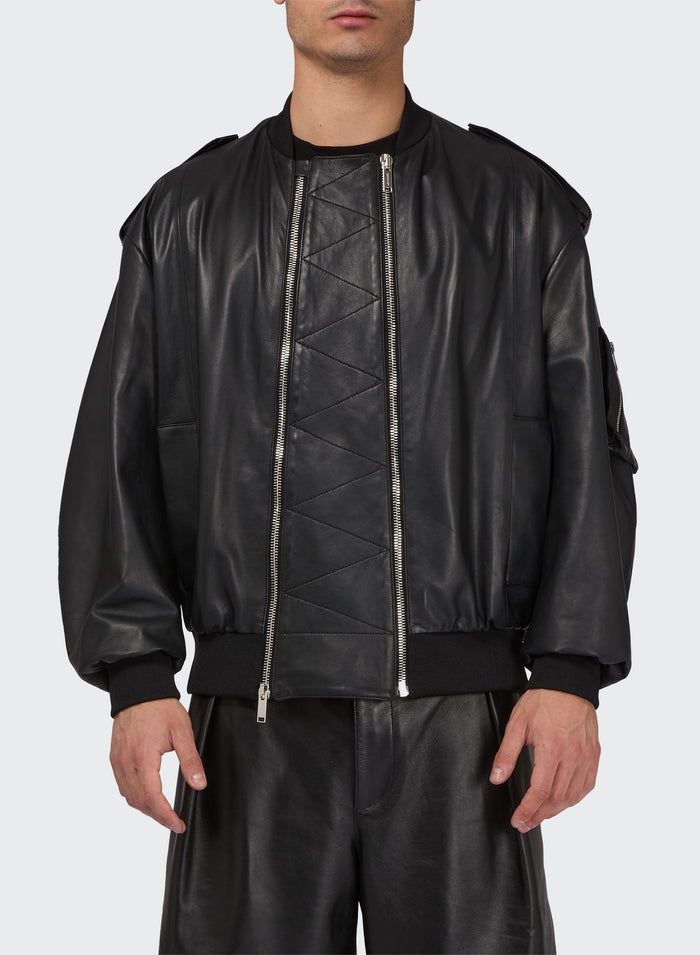 Les Hommes LIGHT LEATHER BOMBER