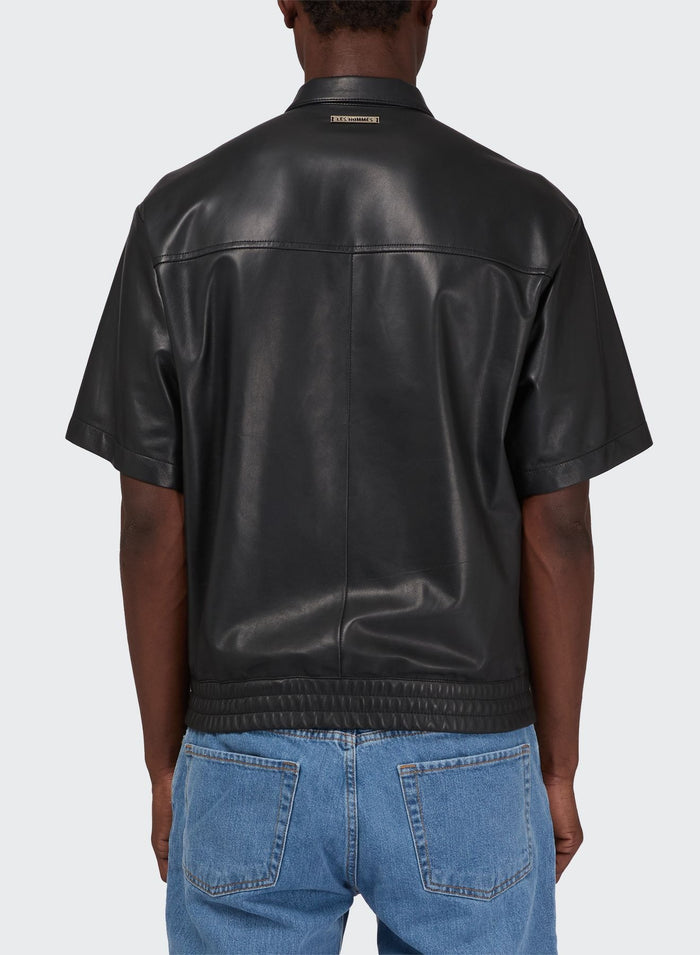Les Hommes LIGHT LEATHER BOWLING SHIRT