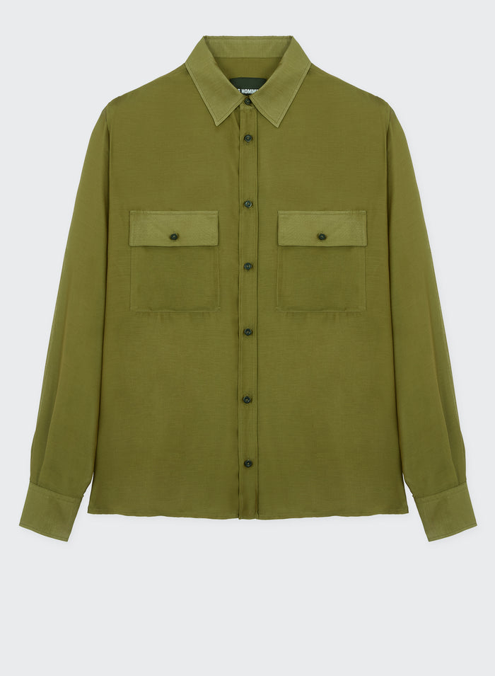 Les Hommes MUSLIN FIELD SHIRT WITH FRONT POCKETS