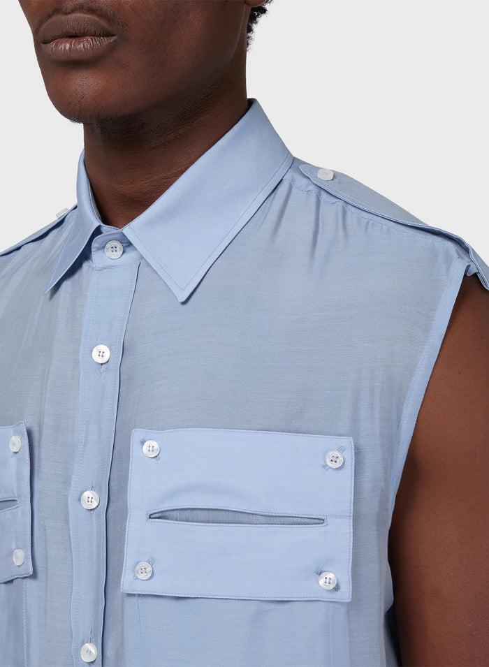 Les Hommes MUSLIN SLEEVLESS FIELD SHIRT