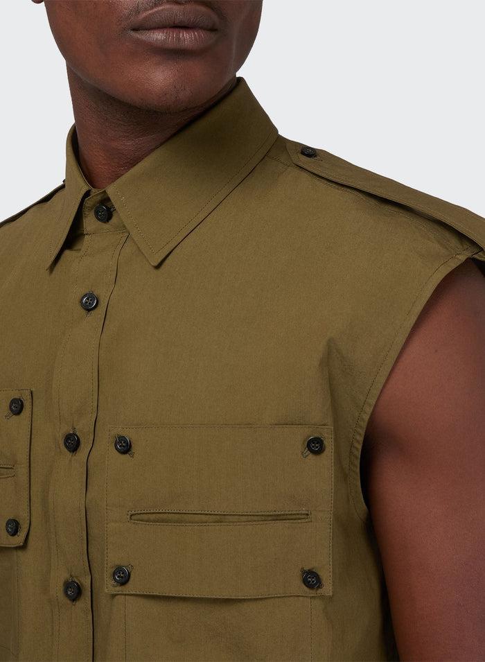 Les Hommes POPELINE SLEEVLESS FIELD SHIRT