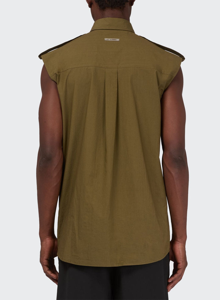 Les Hommes POPELINE SLEEVLESS FIELD SHIRT