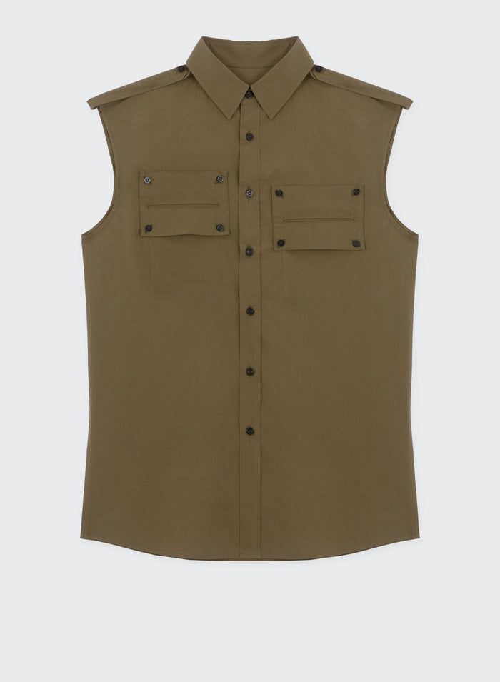 les hommes POPELINE SLEEVLESS FIELD SHIRT