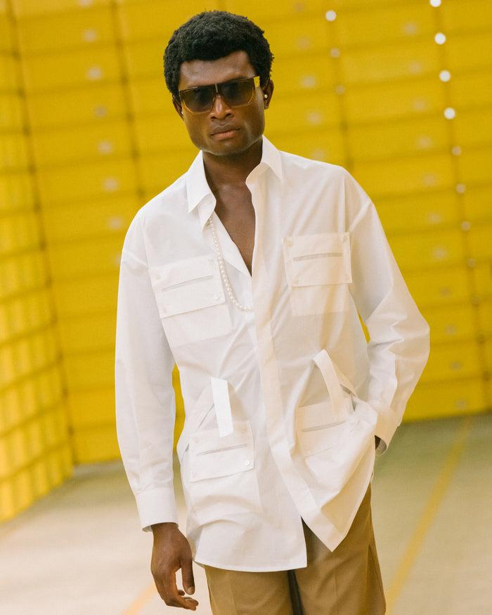 Les Hommes POPELINE UTILITY SHIRT