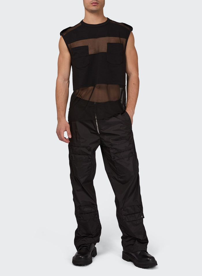 Les Hommes TANK TOP WITH TULLE