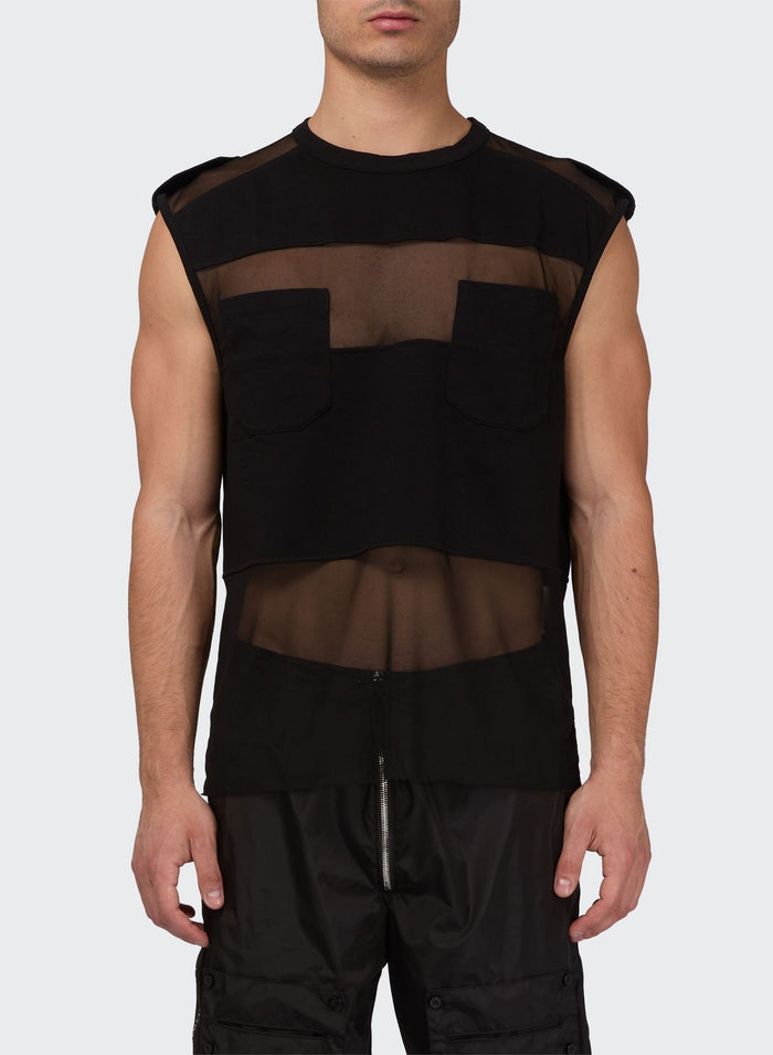 Les Hommes TANK TOP WITH TULLE