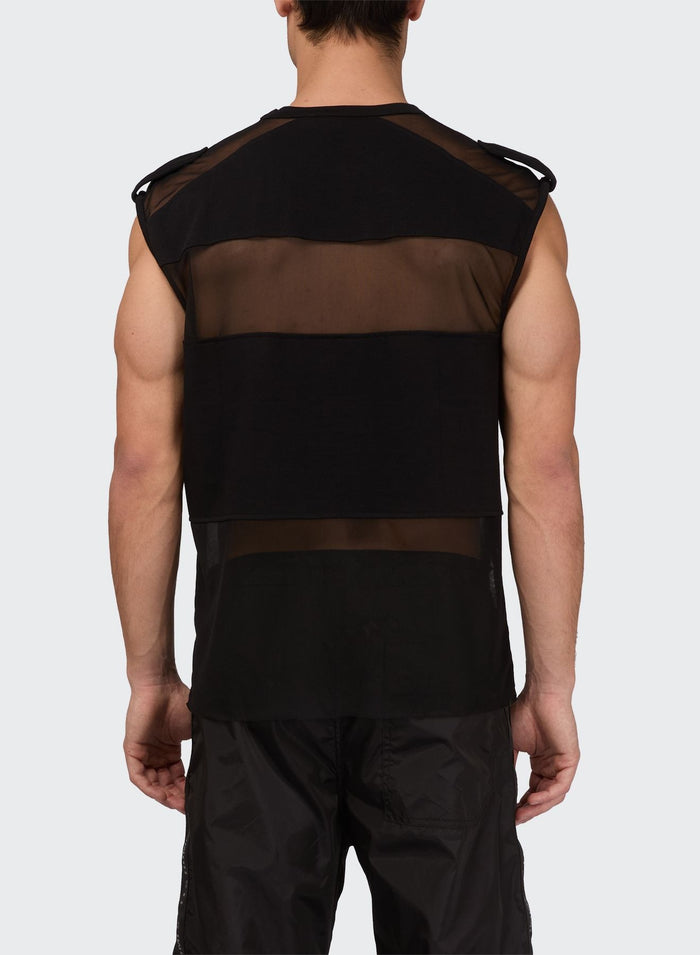 Les Hommes TANK TOP WITH TULLE