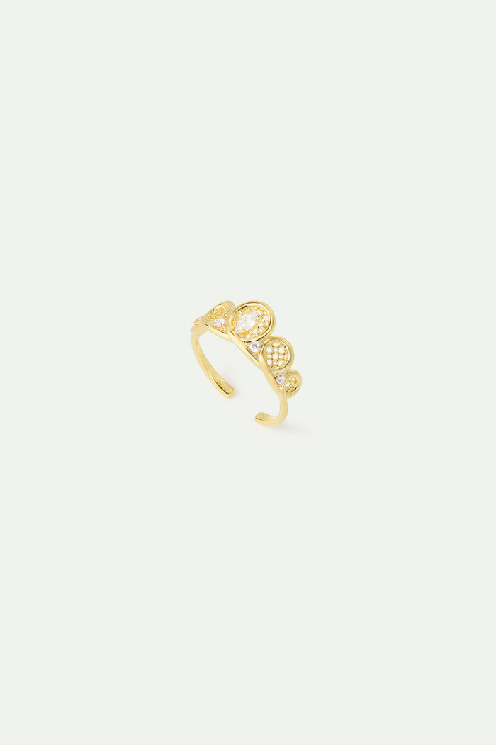 les néréides Adjustable Golden Filigree and Crystal Tiara Ring - Gold