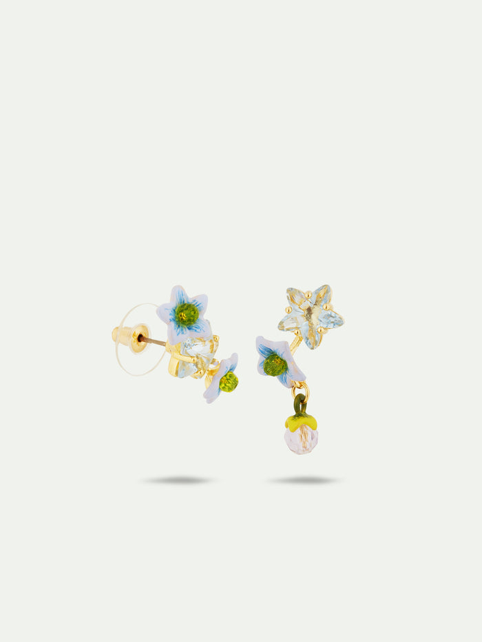 Les Néréides Asymmetrical Faceted Star And Jasmine Flower Post Earrings - Multicolor