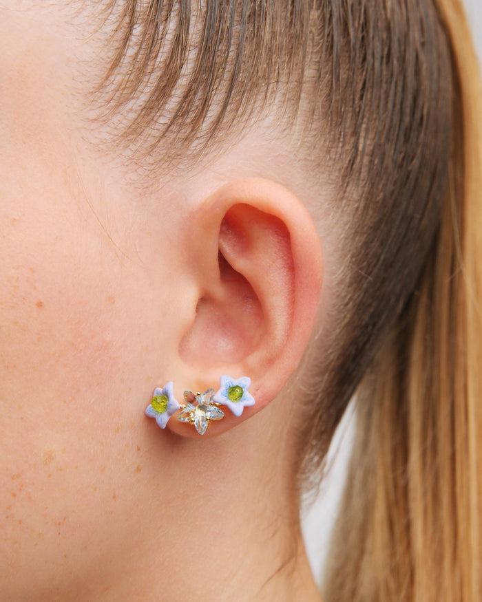 Les Néréides Asymmetrical Faceted Star And Jasmine Flower Post Earrings - Multicolor