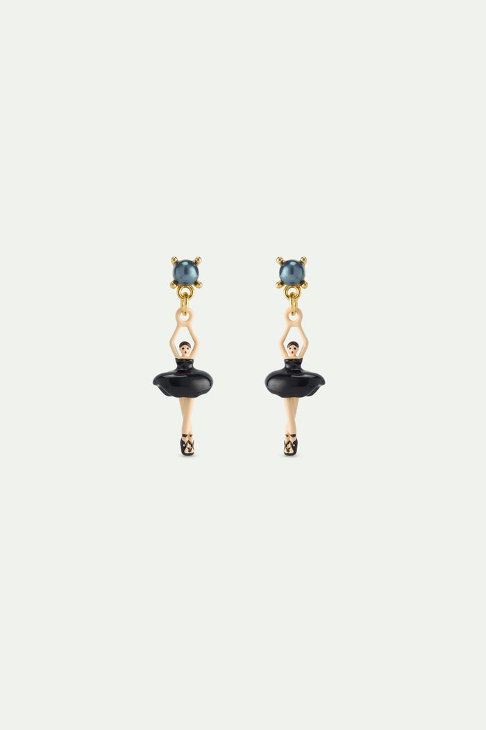 les néréides Ballerina Black Tutu and Cultured Pearl Clip-On Earrings - Black