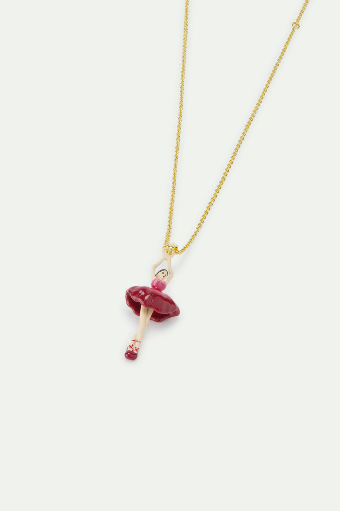Les Néréides Ballerina With Pink Gradient Tutu Pendant Necklace - Red