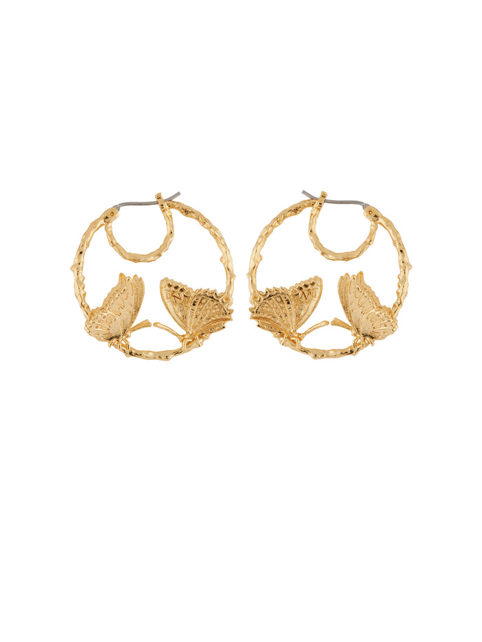 les néréides Blazing Nature Duo of Butterflies Little Hoops - Gold