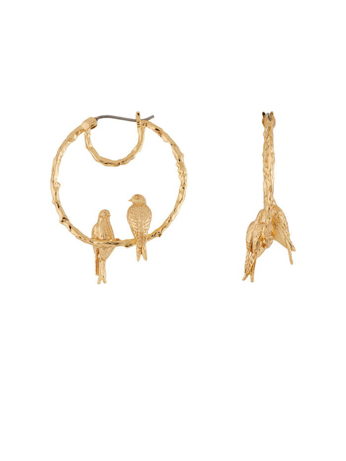 Les Néréides Blazing Nature Duo Of Swallows Little Hoops - Gold