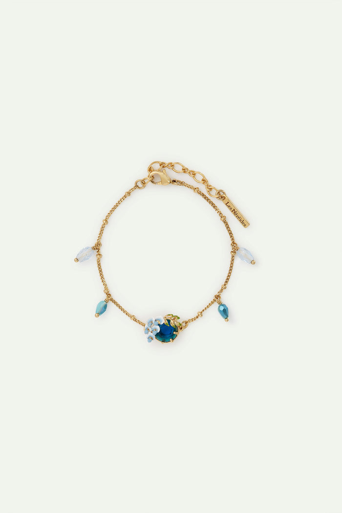 les néréides Blue Faceted Glass and Wisteria Fine Bracelet - Blue