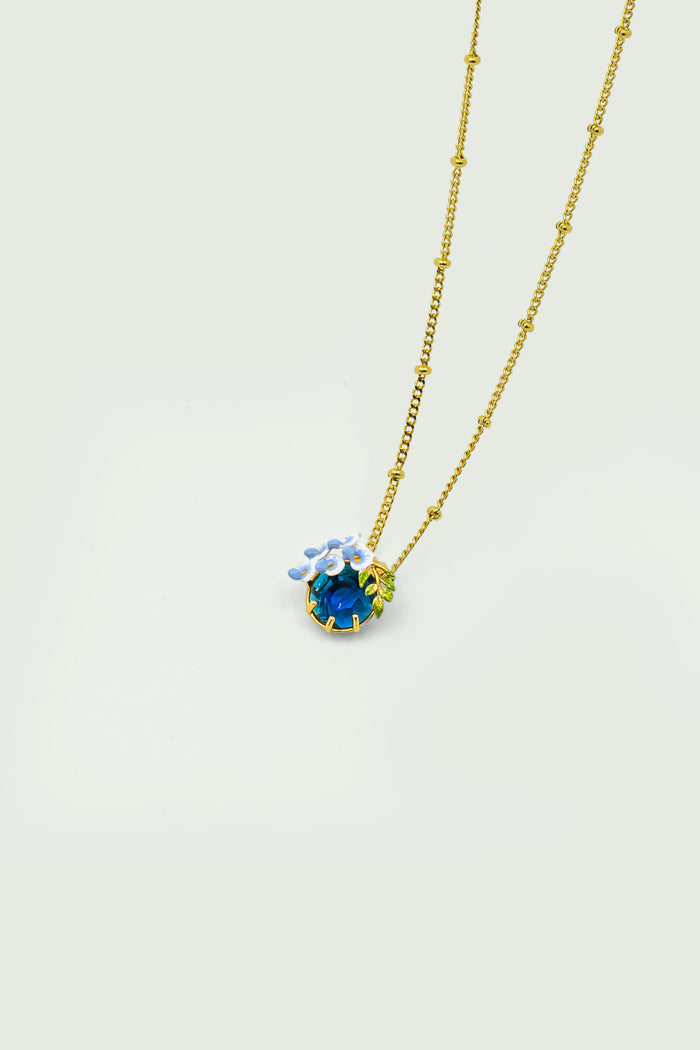Les Néréides Blue Faceted Glass And Wisteria Pendant Necklace - Blue