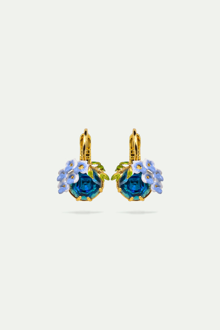 les néréides Blue Faceted Glass and Wisteria Sleeper Earrings - Blue