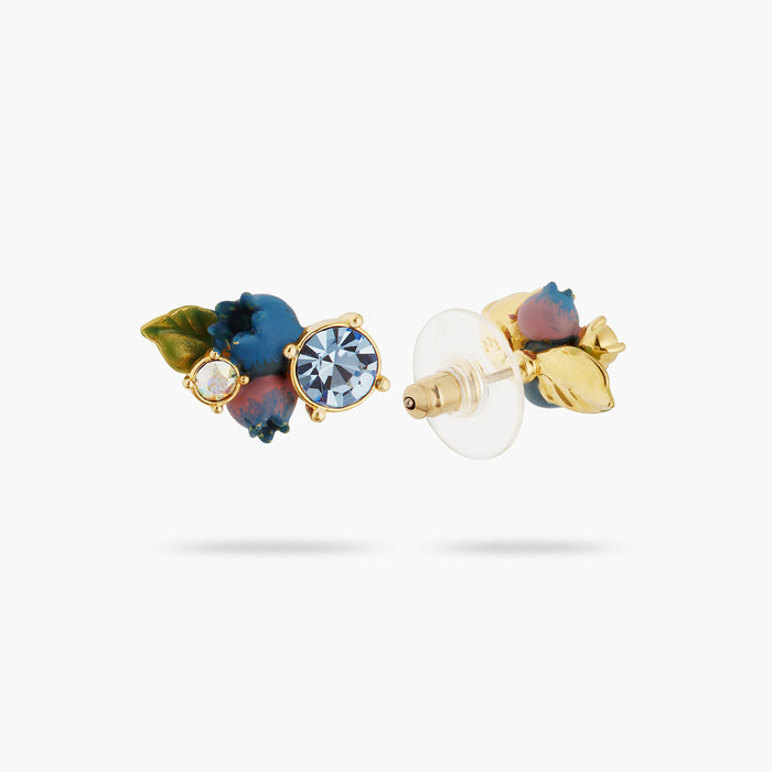 Les Néréides Blueberry And Round Cut Stone Post Earrings - Multicolor
