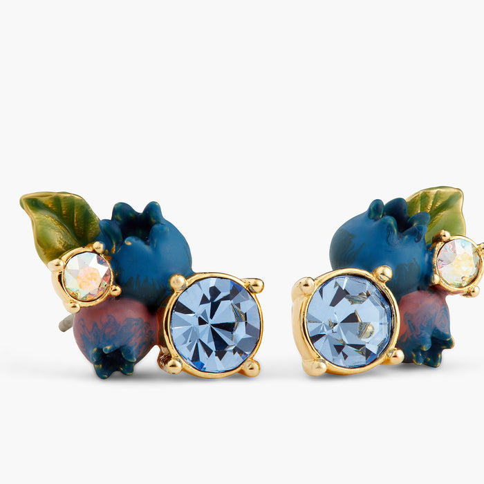 Les Néréides Blueberry And Round Cut Stone Post Earrings - Multicolor