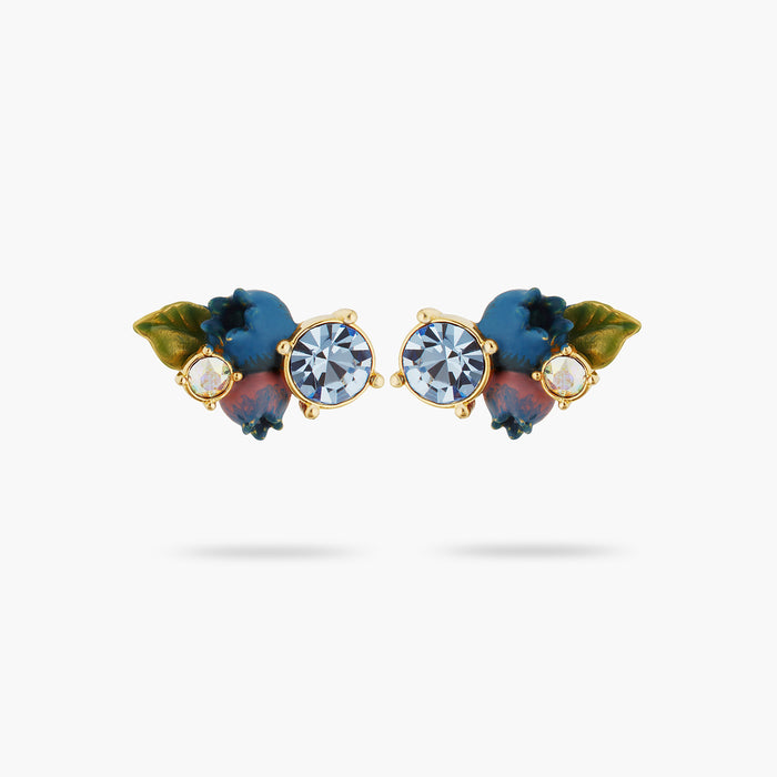 les néréides Blueberry and Round Cut Stone Post Earrings - Multicolor