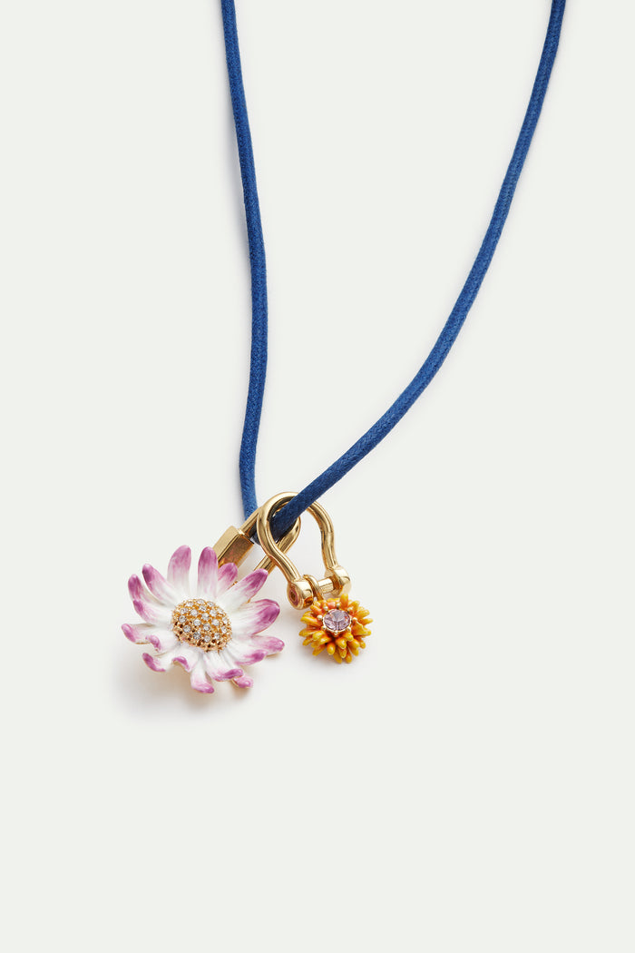 Les Néréides Carabiner And Flower Blue Necklace - Multicolor