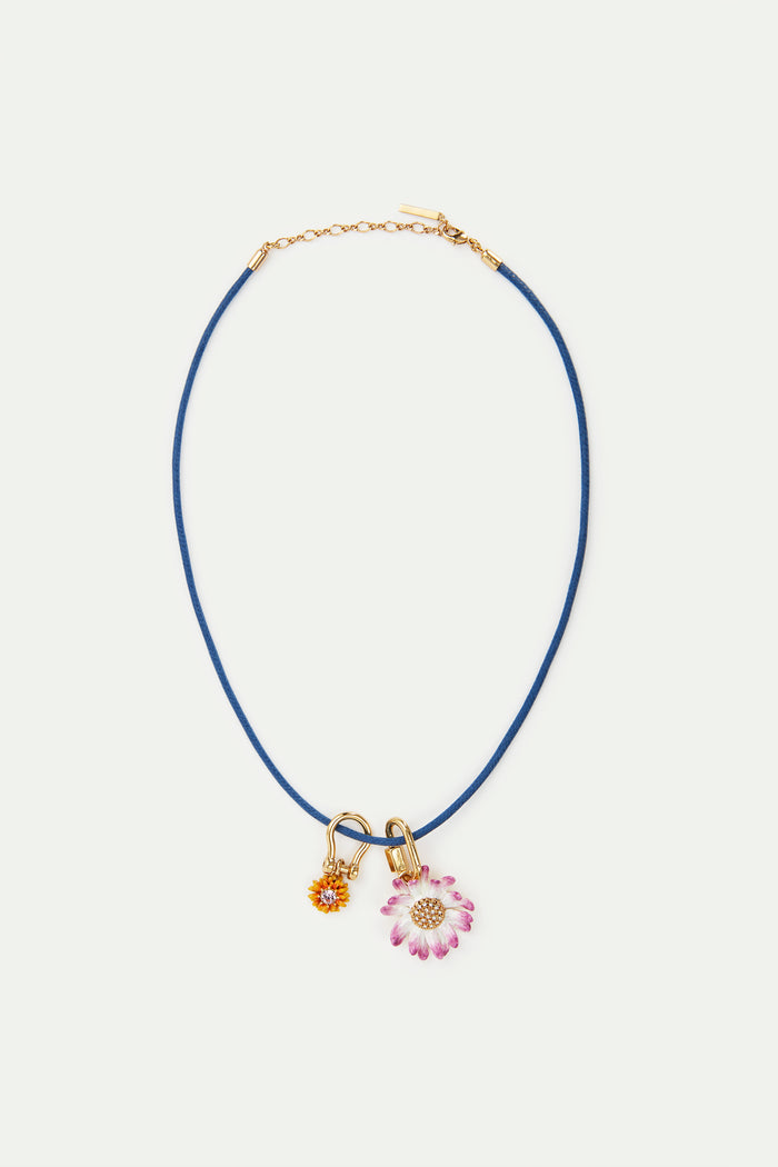 Les Néréides Carabiner And Flower Blue Necklace - Multicolor