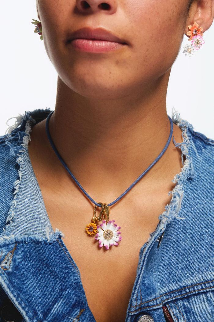 Les Néréides Carabiner And Flower Blue Necklace - Multicolor