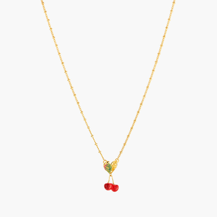 les néréides Cherries and Leaves Pendant Necklace - Red
