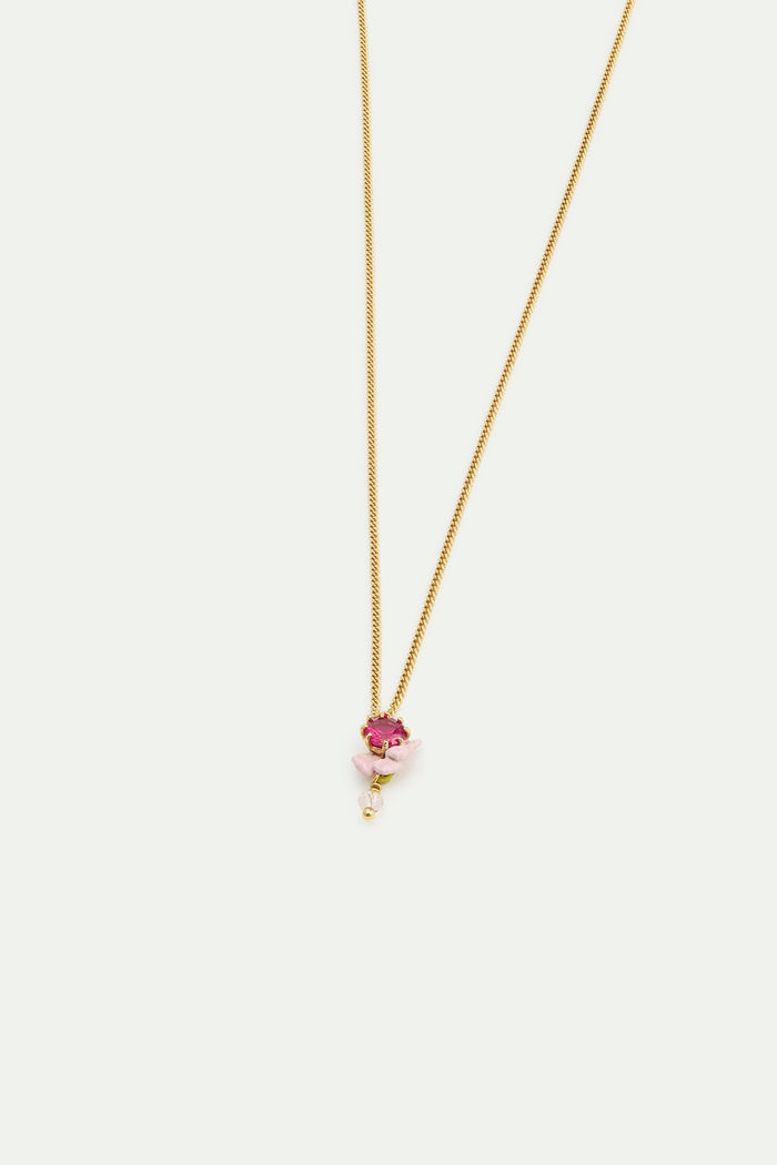 Les Néréides Cut Glass Pink Wisteria And White Faceted Crystal Bead Pendant Necklace - Multicolor