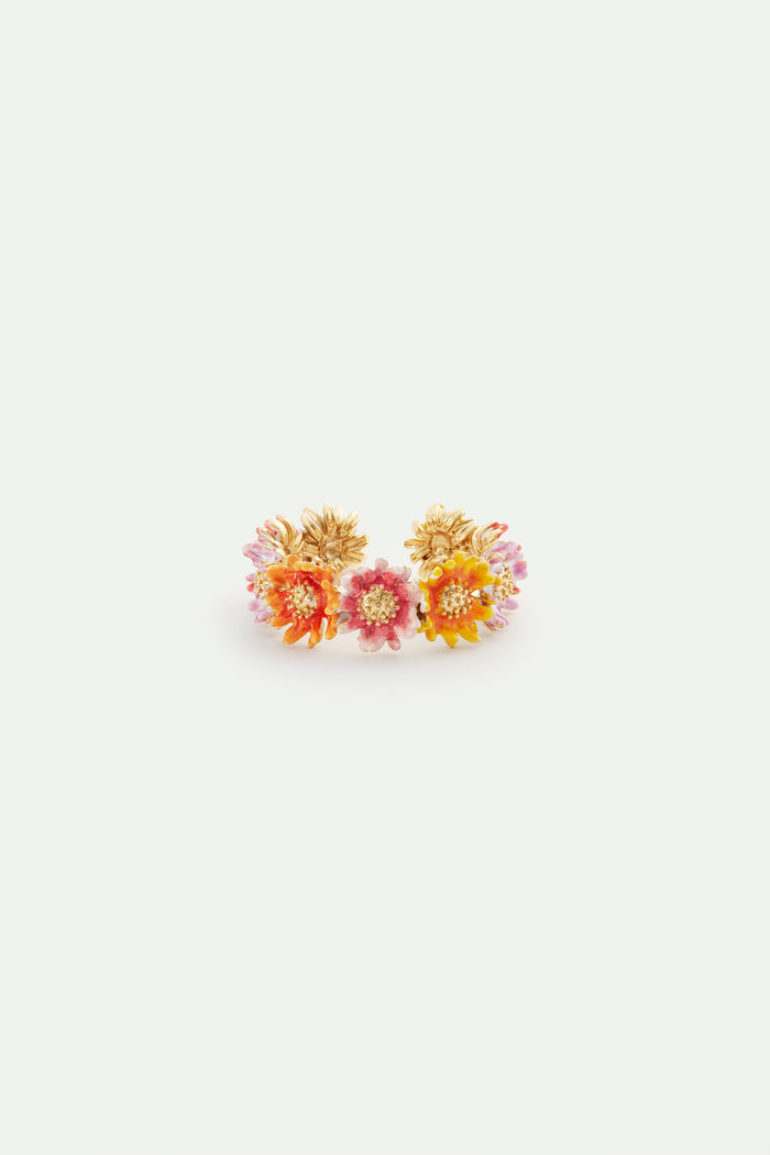 Les Néréides Daisy And Zinnia Crown Adjustable Ring - Pink / White