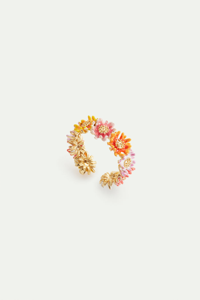 les néréides Daisy and Zinnia Crown Adjustable Ring - Pink / White