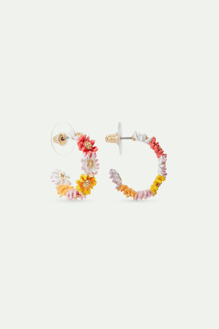 les néréides Daisy and Zinnia Crown Hoop Earrings - Multicolor