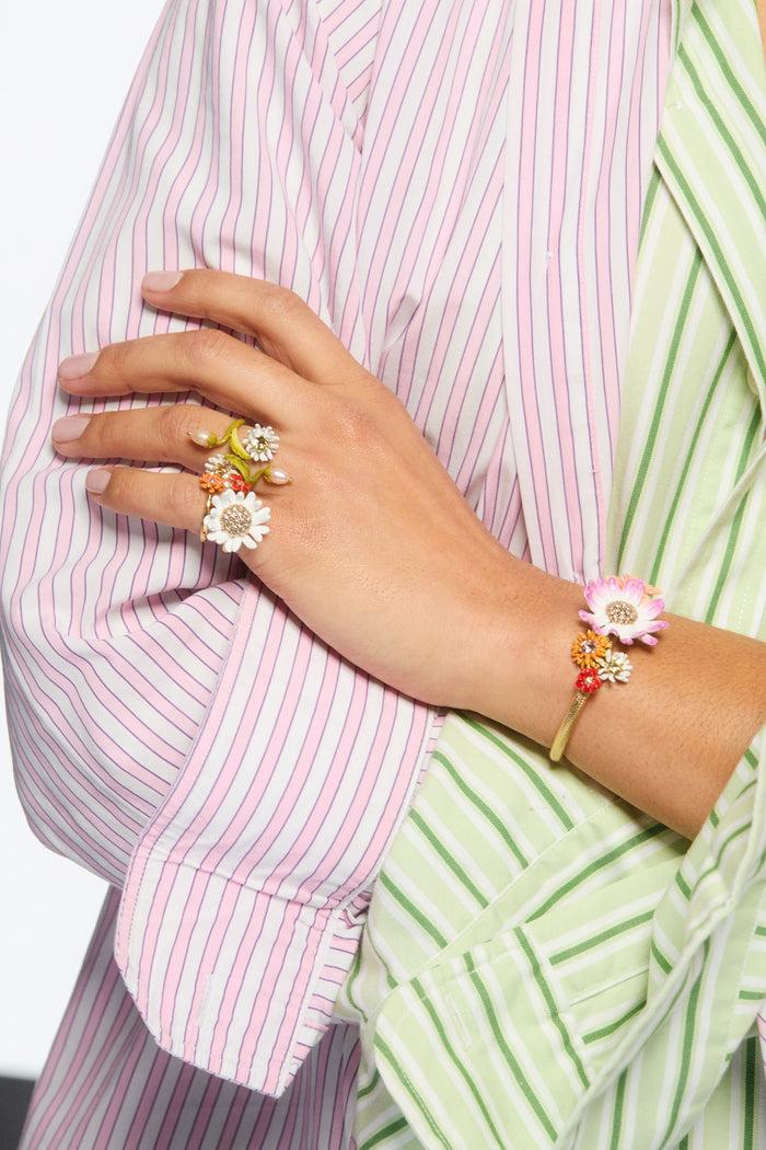 Les Néréides Daisy And Zinnia Cuff Bracelet - S / Multicolor
