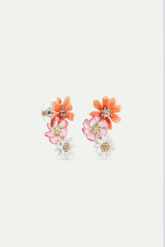 Les Néréides Daisy And Zinnia Flower Post Earrings - Multicolor
