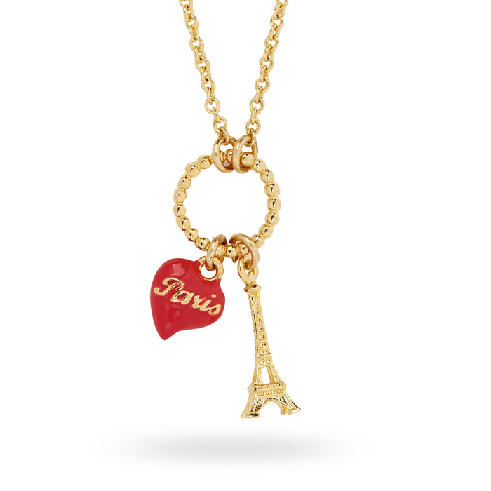 Les Néréides Eiffel Tower And Red Heart Pendant Charm Necklace - Multicolor