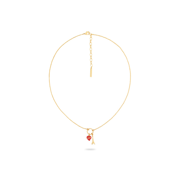 Les Néréides Eiffel Tower And Red Heart Pendant Charm Necklace - Multicolor