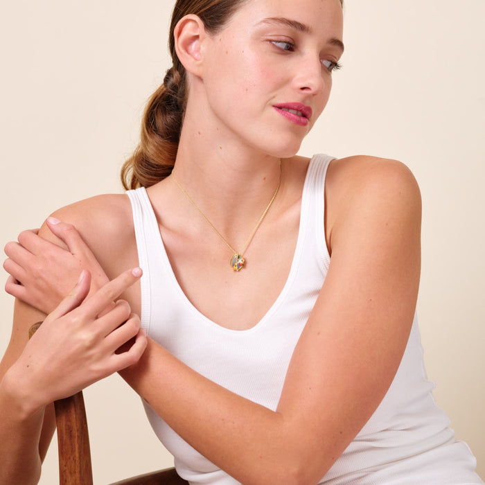 Les Néréides Eiffel Tower Sparrow And Rose Pendant Necklace - Multicolor