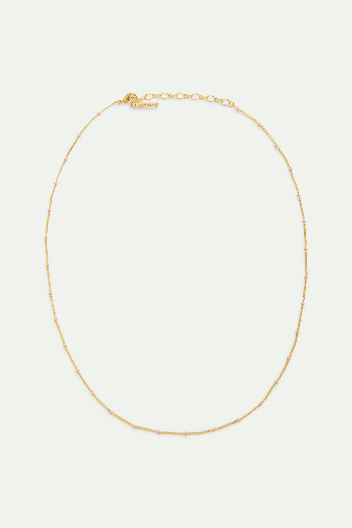 Les Néréides Enameled Golden Chain And Pink Beads - Gold