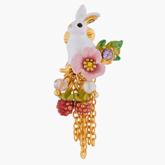 Les Néréides ENCHANTED ENCOUNTER Bunny And Chain Asymmetrical Clip-on Earrings - Black